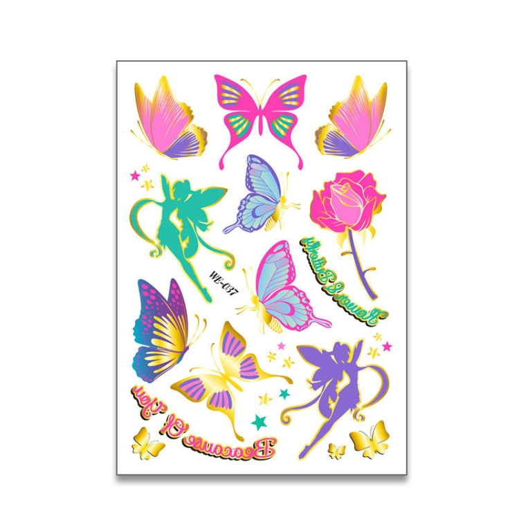 10 PCS Children Water Transfer Fresh Butterfly Bronzing Tattoo Stickers Cartoon Cute Metal Tattoo Stickers
