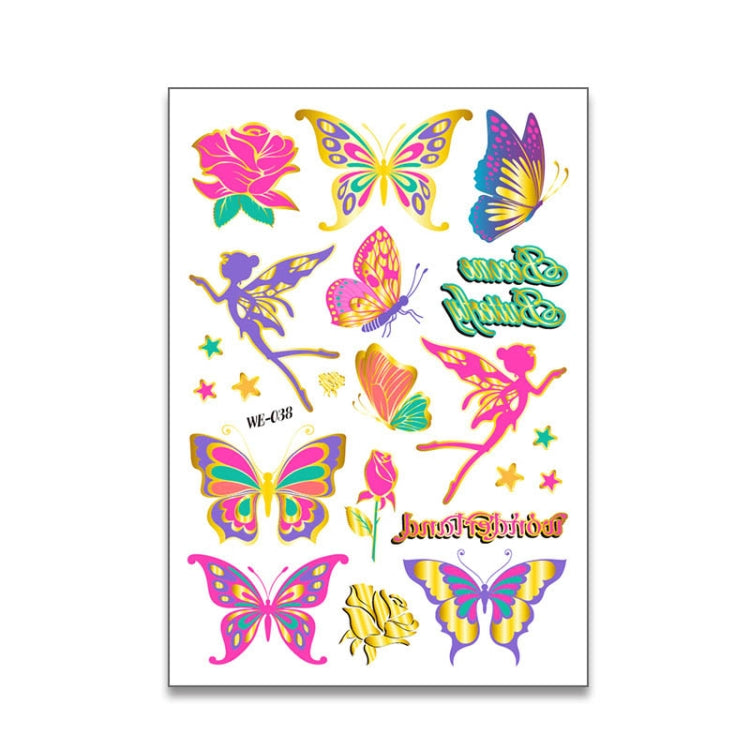 10 PCS Children Water Transfer Fresh Butterfly Bronzing Tattoo Stickers Cartoon Cute Metal Tattoo Stickers