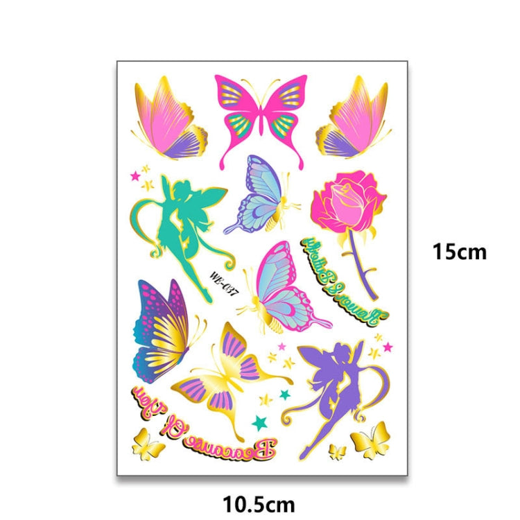 10 PCS Children Water Transfer Fresh Butterfly Bronzing Tattoo Stickers Cartoon Cute Metal Tattoo Stickers