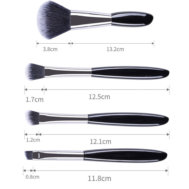 4 In 1 Black Pebbles Makeup Brush Set Eyeshadow Brush Foundation Brush Portable Makeup Brush,Style: