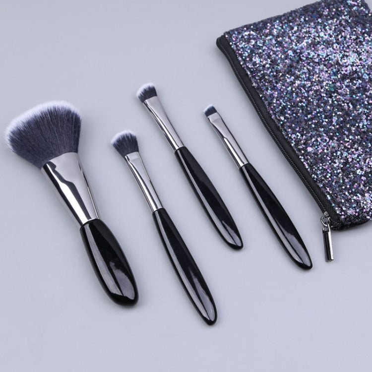 4 In 1 Black Pebbles Makeup Brush Set Eyeshadow Brush Foundation Brush Portable Makeup Brush,Style: