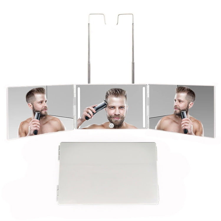 Three-Sided Mirror With LED Light Retractable Hanging Three-Fold Mirror With 10X Magnification Small Mirror