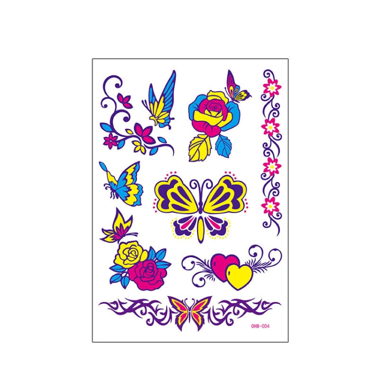 Fluorescent Face Waterproof Environmental Protection Tattoo Stickers Nightclub Bar Flower Arm Stickers