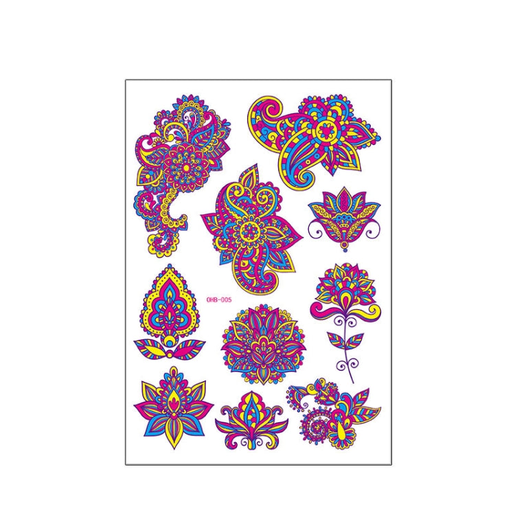 Fluorescent Face Waterproof Environmental Protection Tattoo Stickers Nightclub Bar Flower Arm Stickers