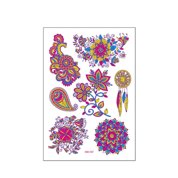 Fluorescent Face Waterproof Environmental Protection Tattoo Stickers Nightclub Bar Flower Arm Stickers