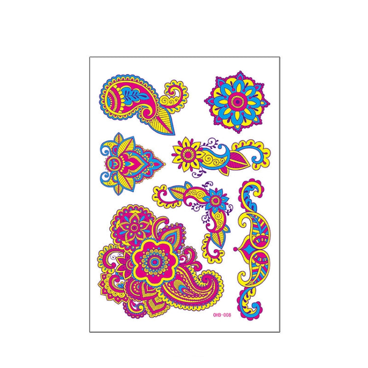 Fluorescent Face Waterproof Environmental Protection Tattoo Stickers Nightclub Bar Flower Arm Stickers