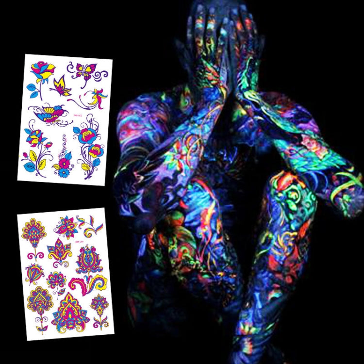 Fluorescent Face Waterproof Environmental Protection Tattoo Stickers Nightclub Bar Flower Arm Stickers