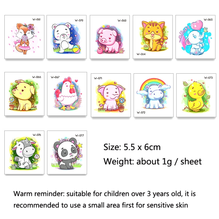 50 PCS Children Cartoon Animal Flower Arm Sticker Water Transfer Tattoo Sticker