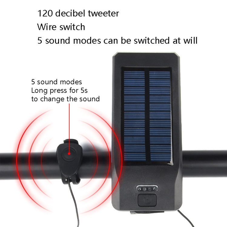 TG-ZX019 Solar Bicycle Headlight Flashlight Night Riding Strong Light USB Charging Rainproof Light