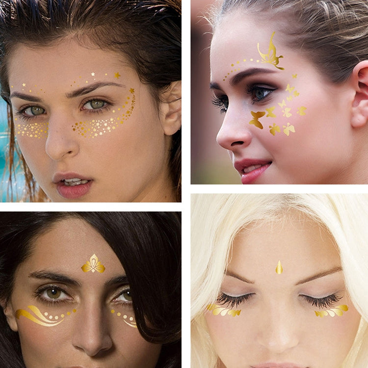 20 PCS Waterproof Bronzing Face Tattoo Stickers Party Masquerade Face Stickers