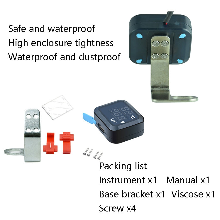 12-24V Motorcycle Modified Electronic Meter Voltage Temperature Table With USB Car Charger