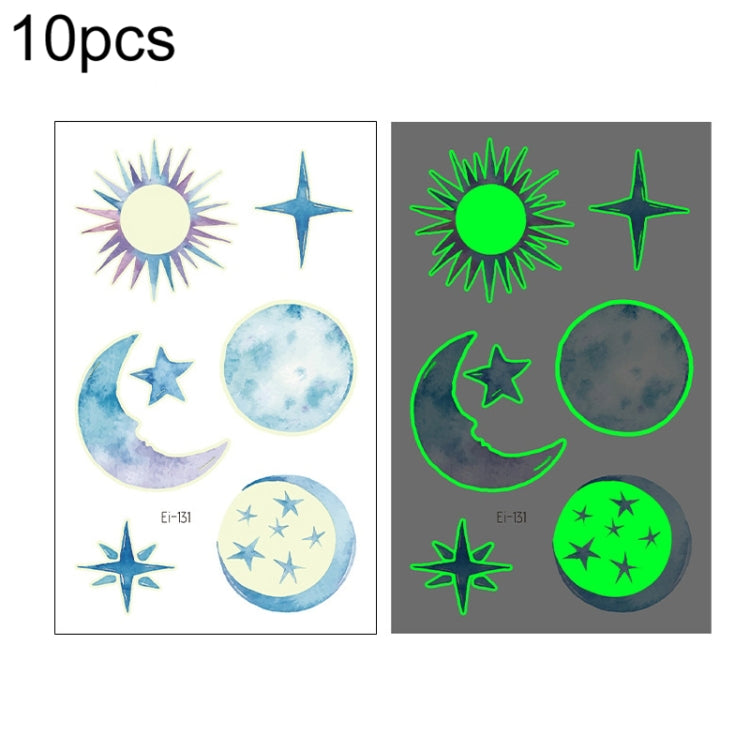 10 PCS Waterproof Luminous Tattoo Stickers Gradient Temporary Tattoo Stickers