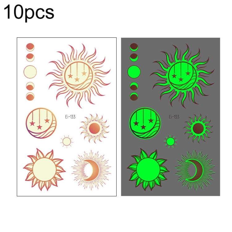 10 PCS Waterproof Luminous Tattoo Stickers Gradient Temporary Tattoo Stickers