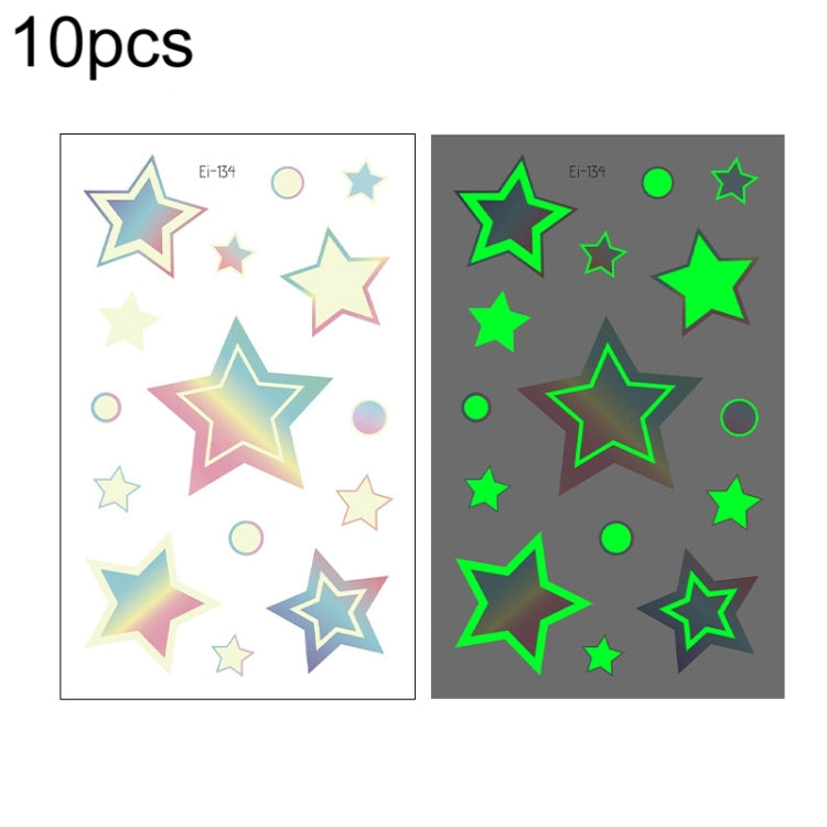 10 PCS Waterproof Luminous Tattoo Stickers Gradient Temporary Tattoo Stickers