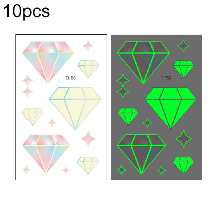 10 PCS Waterproof Luminous Tattoo Stickers Gradient Temporary Tattoo Stickers