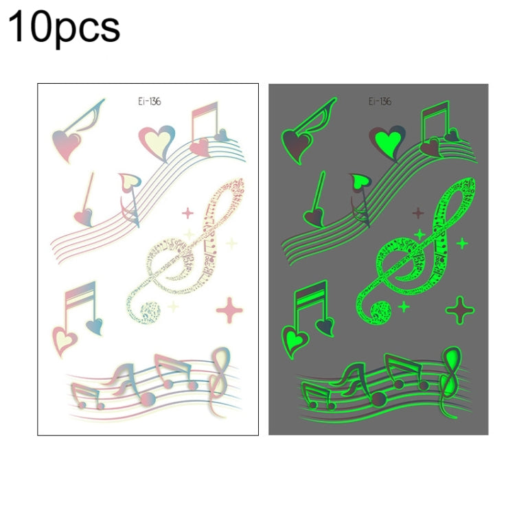 10 PCS Waterproof Luminous Tattoo Stickers Gradient Temporary Tattoo Stickers