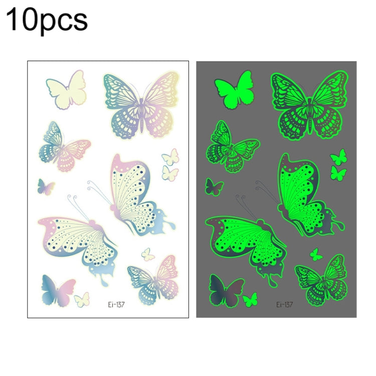 10 PCS Waterproof Luminous Tattoo Stickers Gradient Temporary Tattoo Stickers
