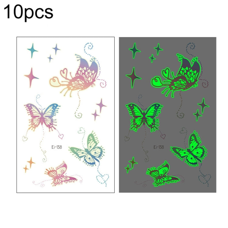 10 PCS Waterproof Luminous Tattoo Stickers Gradient Temporary Tattoo Stickers