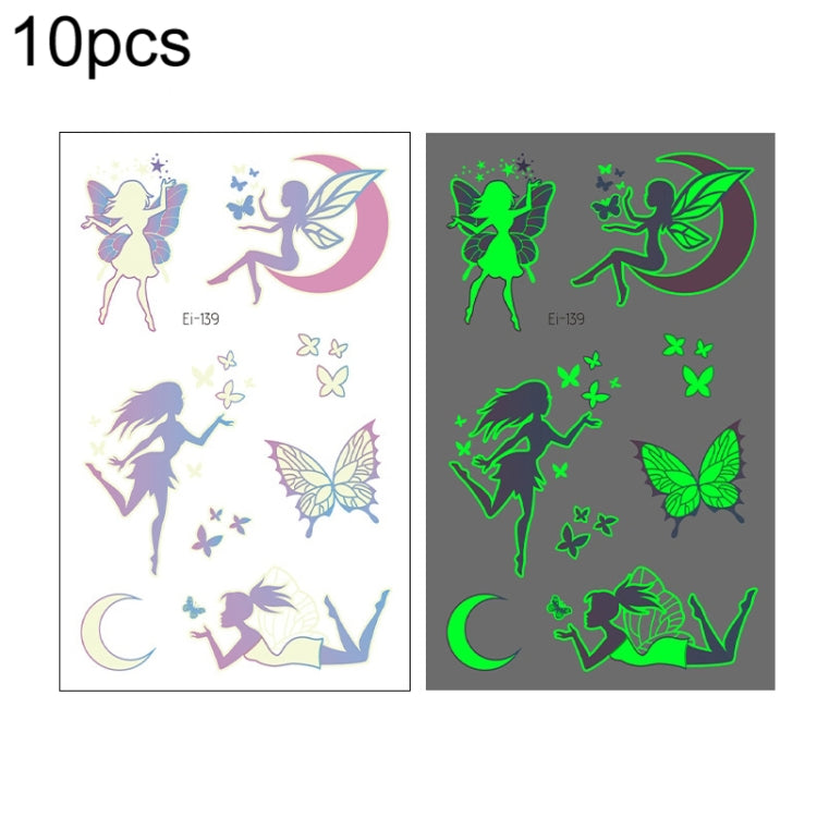 10 PCS Waterproof Luminous Tattoo Stickers Gradient Temporary Tattoo Stickers