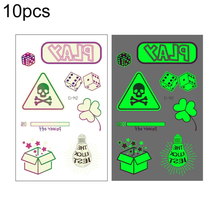 10 PCS Waterproof Luminous Tattoo Stickers Gradient Temporary Tattoo Stickers