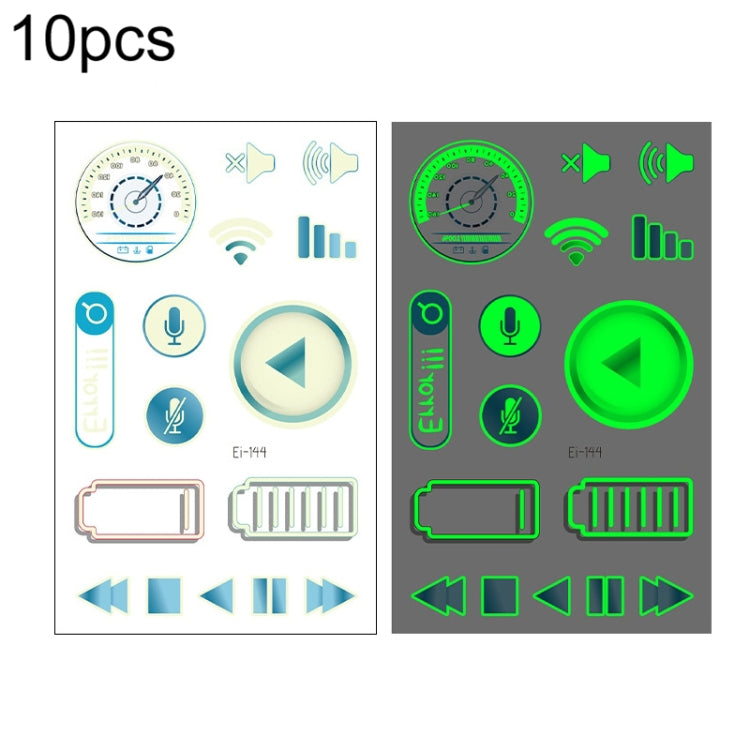 10 PCS Waterproof Luminous Tattoo Stickers Gradient Temporary Tattoo Stickers