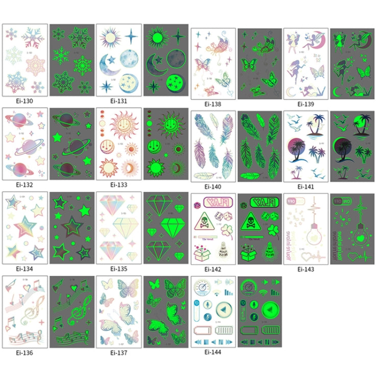 10 PCS Waterproof Luminous Tattoo Stickers Gradient Temporary Tattoo Stickers