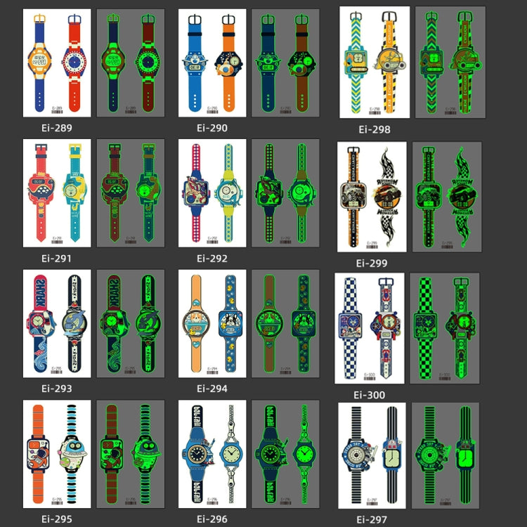 20 PCS Children Waterproof Luminous Cartoon Watch Tattoo Stickers