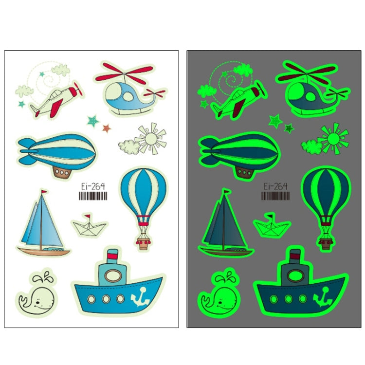 20 PCS Waterproof Children Luminous Cartoon Transport Car Tattoo Sticker