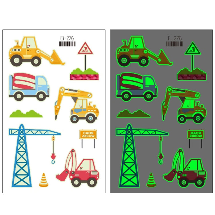 20 PCS Waterproof Children Luminous Cartoon Transport Car Tattoo Sticker