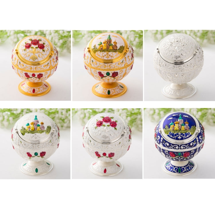 Metal Globe Ashtray With Lid Holiday Gift Tea Table Decoration