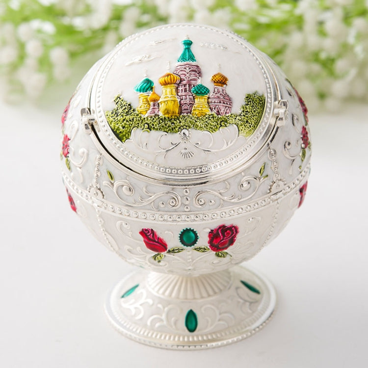 Metal Globe Ashtray With Lid Holiday Gift Tea Table Decoration