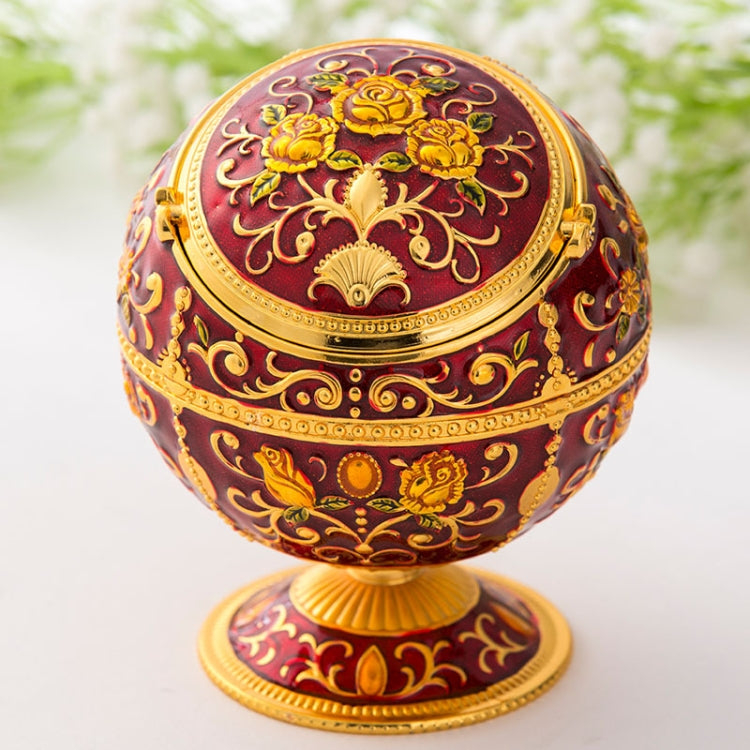 Metal Globe Ashtray With Lid Holiday Gift Tea Table Decoration