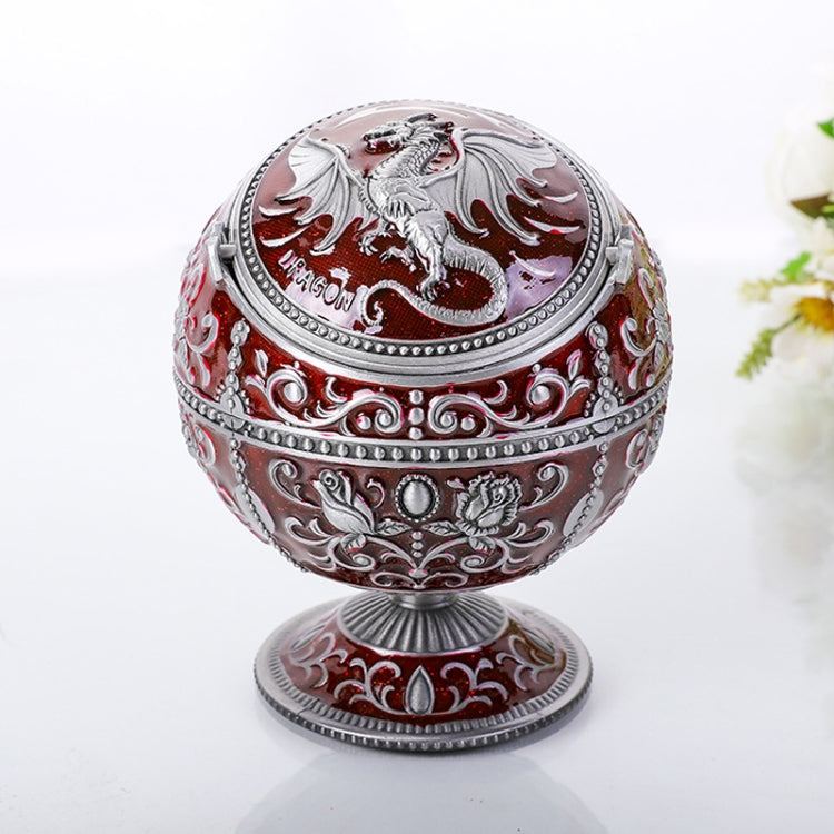 Metal Globe Ashtray With Lid Holiday Gift Tea Table Decoration