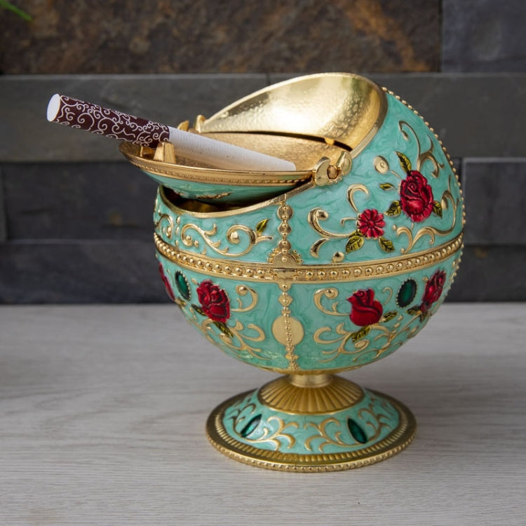 Metal Globe Ashtray With Lid Holiday Gift Tea Table Decoration