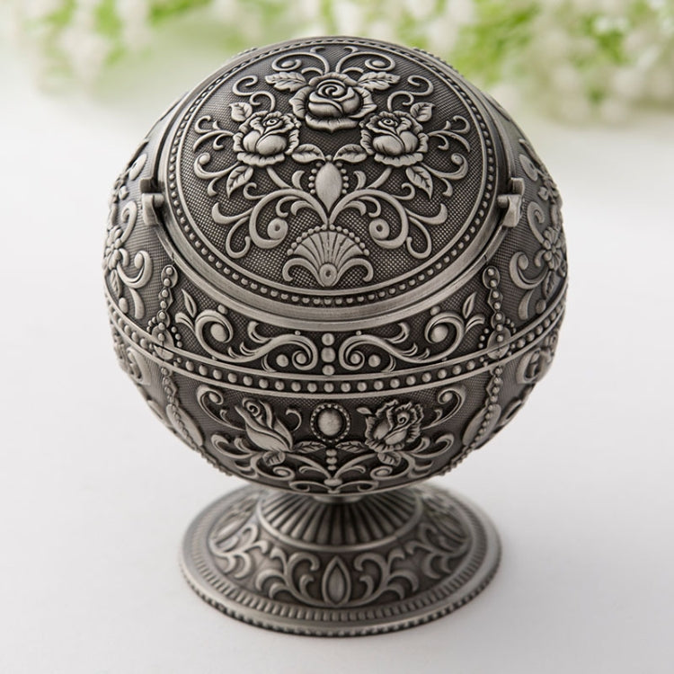 Retro Metal Spherical Ashtray With Lid Home Living Room Decoration Ornaments