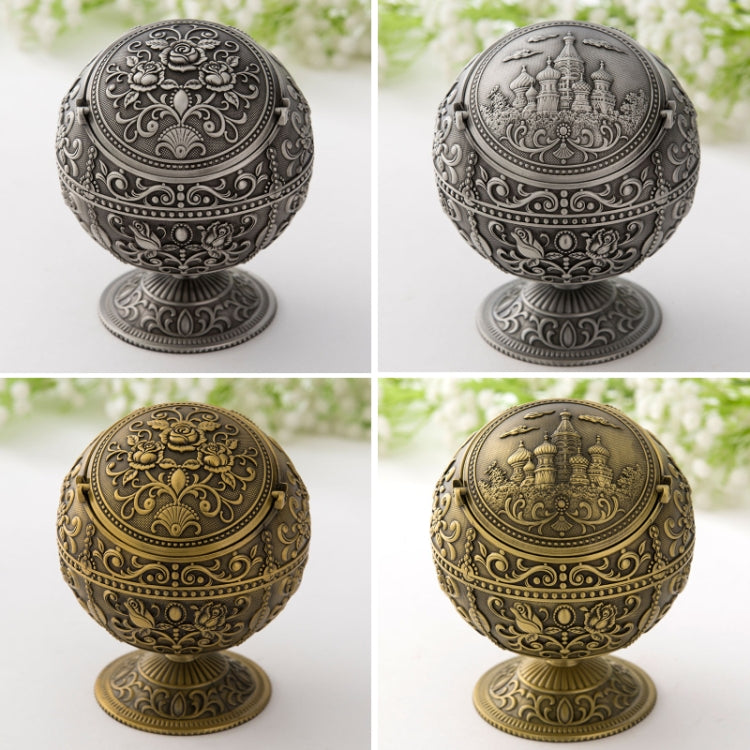 Retro Metal Spherical Ashtray With Lid Home Living Room Decoration Ornaments