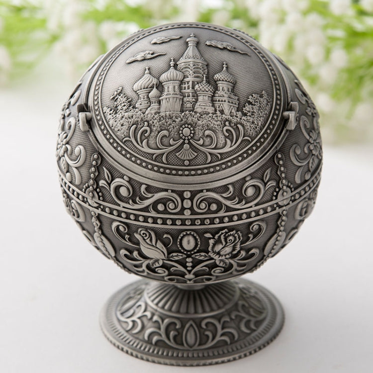 Retro Metal Spherical Ashtray With Lid Home Living Room Decoration Ornaments