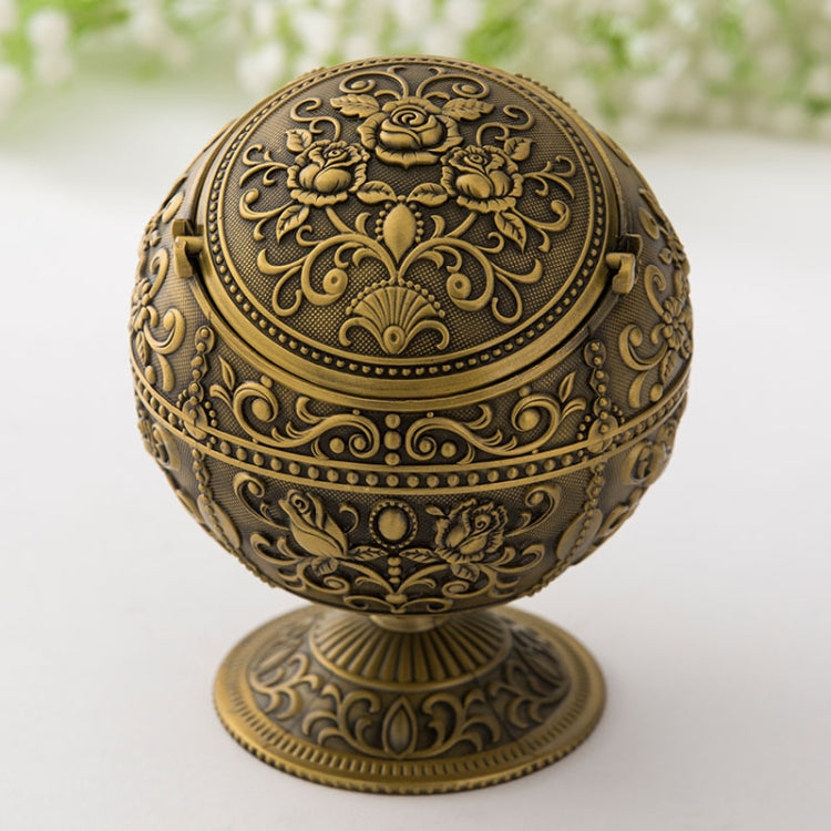 Retro Metal Spherical Ashtray With Lid Home Living Room Decoration Ornaments
