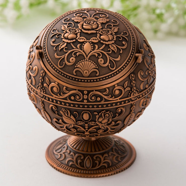 Retro Metal Spherical Ashtray With Lid Home Living Room Decoration Ornaments