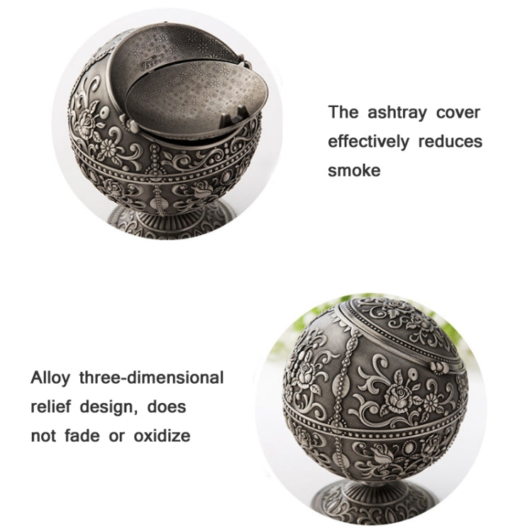 Retro Metal Spherical Ashtray With Lid Home Living Room Decoration Ornaments