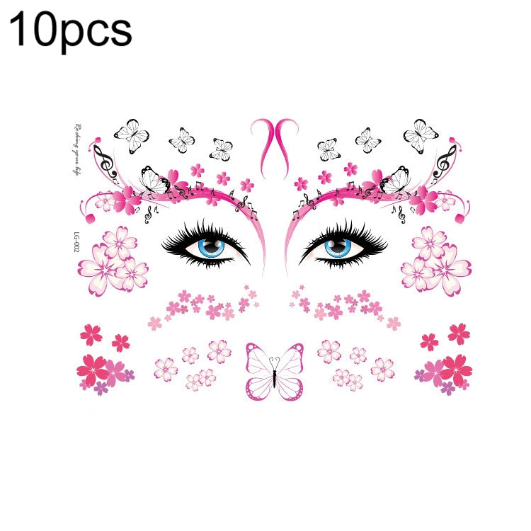 10 PCS Waterproof Music Festival Glitter Tattoo Stickers