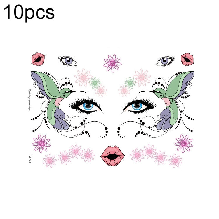 10 PCS Waterproof Music Festival Glitter Tattoo Stickers