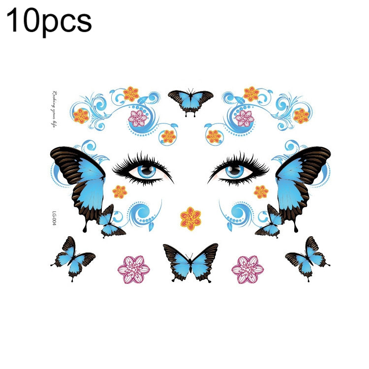 10 PCS Waterproof Music Festival Glitter Tattoo Stickers