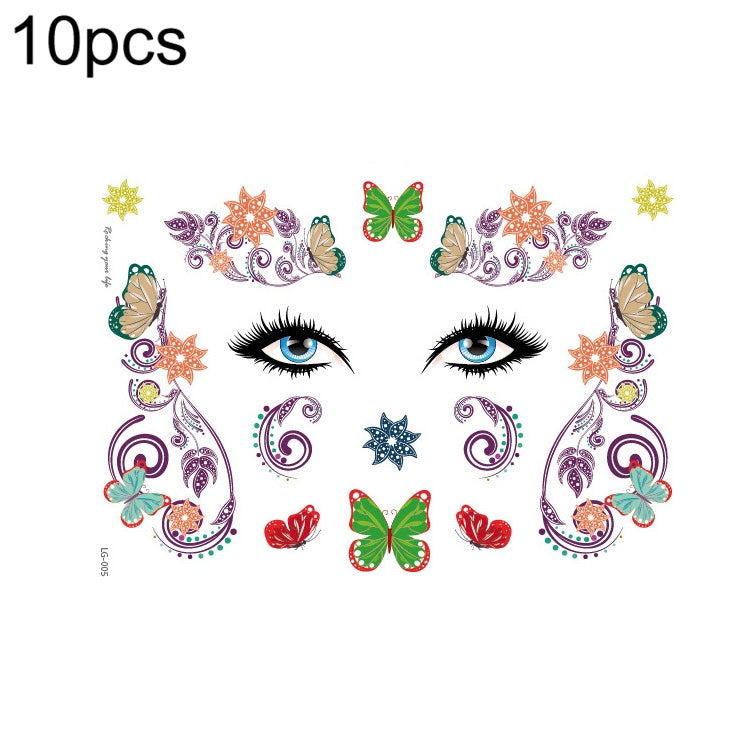 10 PCS Waterproof Music Festival Glitter Tattoo Stickers