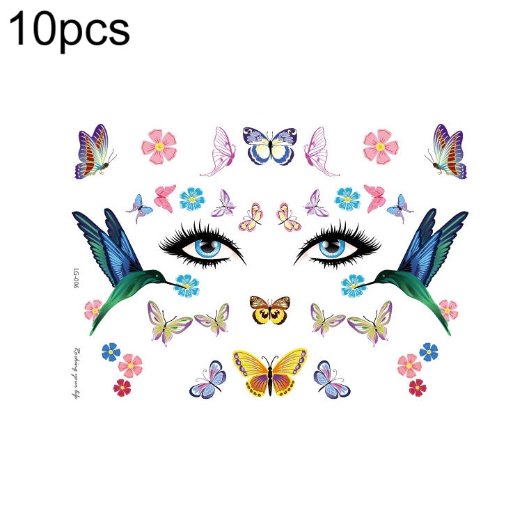 10 PCS Waterproof Music Festival Glitter Tattoo Stickers