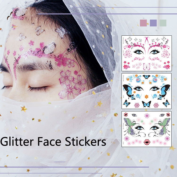 10 PCS Waterproof Music Festival Glitter Tattoo Stickers