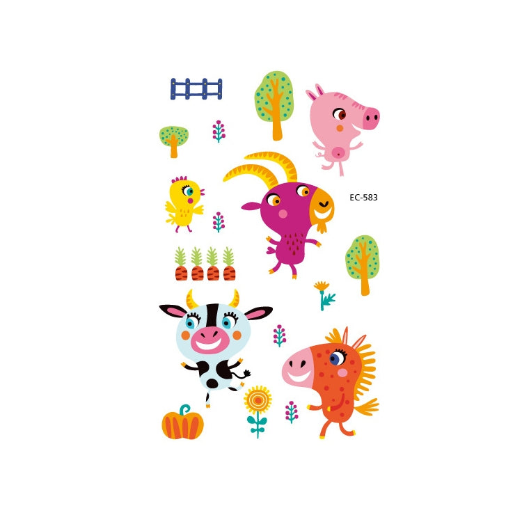 20 PCS Waterproof Anti-Sweat Children Cute Cartoon Animal Tattoo Stickers