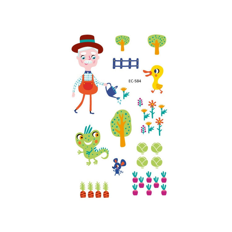 20 PCS Waterproof Anti-Sweat Children Cute Cartoon Animal Tattoo Stickers