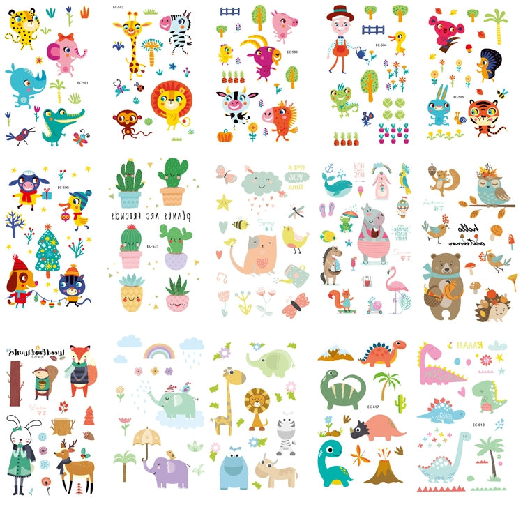 20 PCS Waterproof Anti-Sweat Children Cute Cartoon Animal Tattoo Stickers