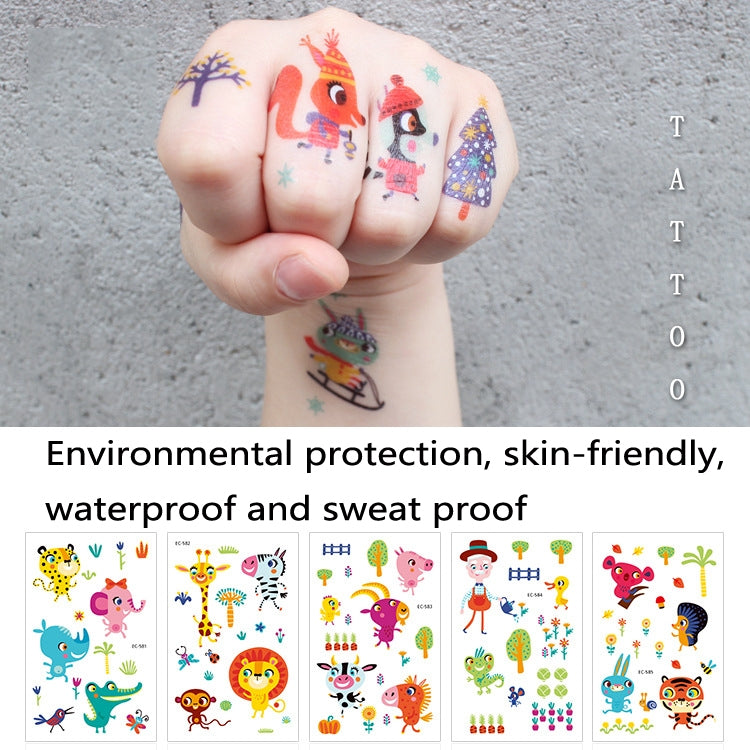 20 PCS Waterproof Anti-Sweat Children Cute Cartoon Animal Tattoo Stickers
